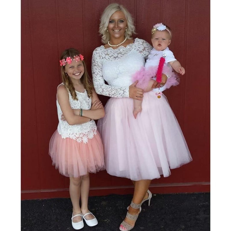 WDPL A Line Short Knee Length Tutu Tulle Prom Party Skirt Small Light Pink - Image 5